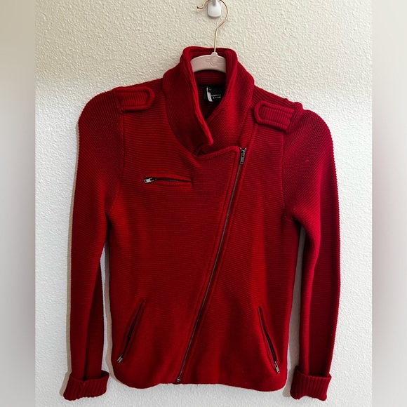 Red sweater motor jacket - Picture 7 of 10